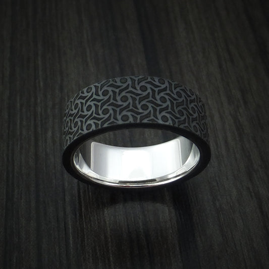 Outrider XV - 14K White Gold with Carbon Fiber Men's Wedding Ring - view 2 - Nura Lab