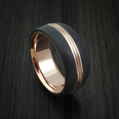Storm XV - 14K Rose Gold with Carbon Fiber Men's Wedding Ring - Nura Lab