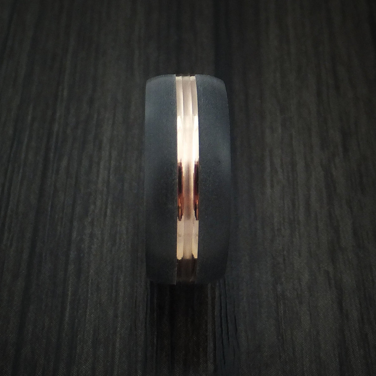 Storm XV - 14K Rose Gold with Carbon Fiber Men's Wedding Ring - view 3 - Nura Lab