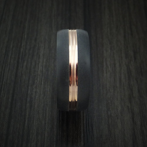 Storm XV - 14K Rose Gold with Carbon Fiber Men's Wedding Ring - view 3 - Nura Lab