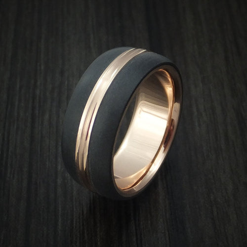 Storm XV - 14K Rose Gold with Carbon Fiber Men's Wedding Ring - view 4 - Nura Lab
