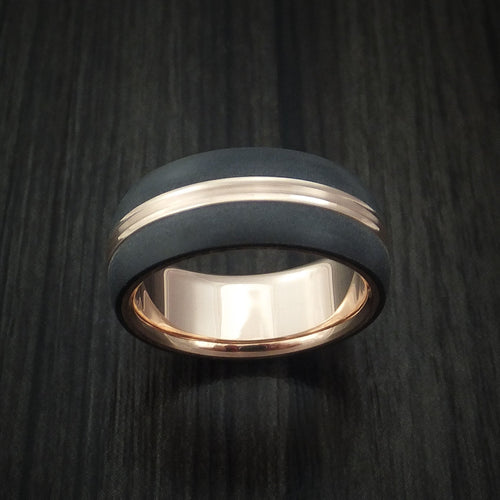 Storm XV - 14K Rose Gold with Carbon Fiber Men's Wedding Ring - view 2 - Nura Lab