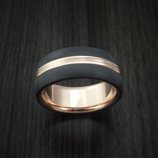 Storm XV - 14K Rose Gold with Carbon Fiber Men's Wedding Ring - view 2 - Nura Lab