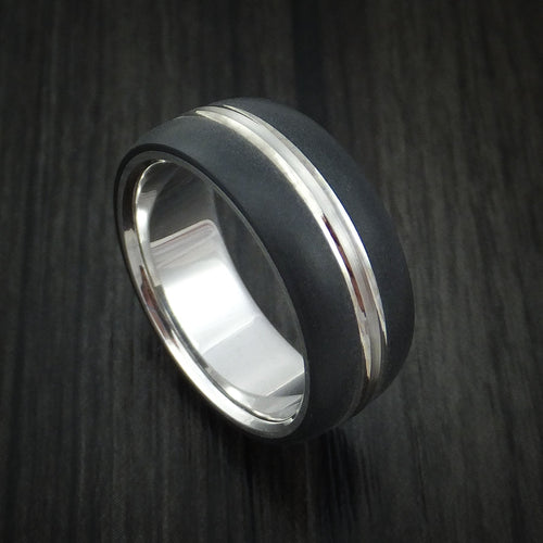 Foundry XV - 14K White Gold with Carbon Fiber Men's Wedding Ring - Nura Lab