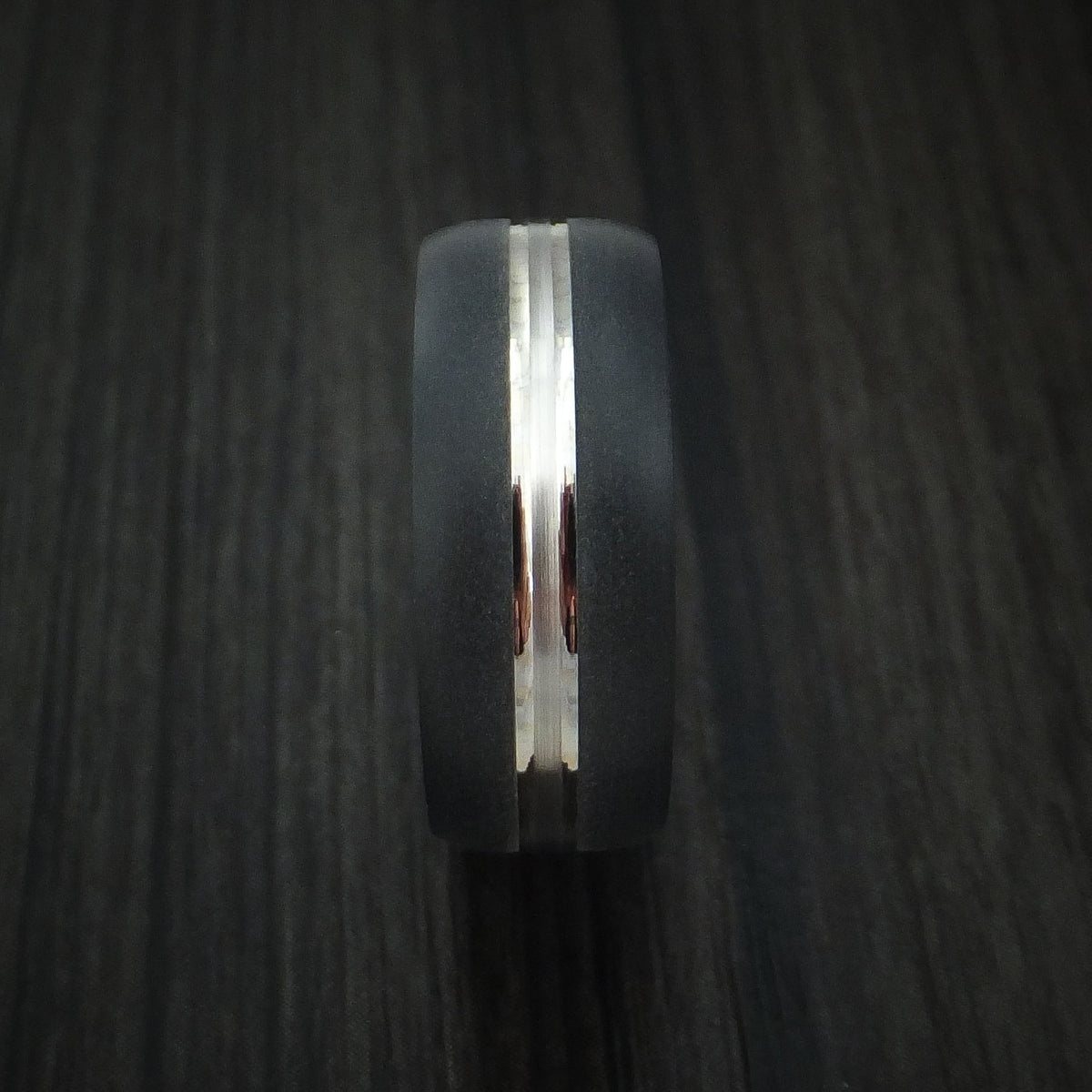 Foundry XV - 14K White Gold with Carbon Fiber Men's Wedding Ring - view 3 - Nura Lab