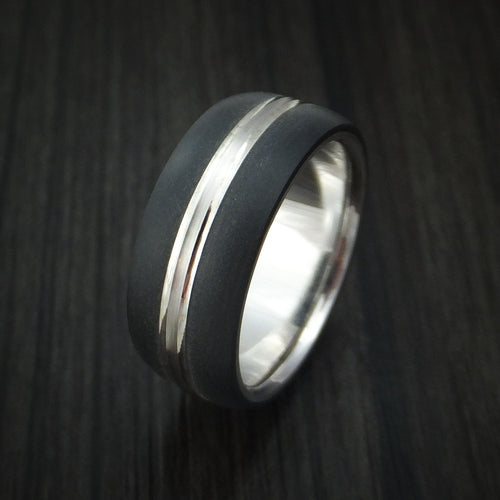 Foundry XV - 14K White Gold with Carbon Fiber Men's Wedding Ring - view 4 - Nura Lab