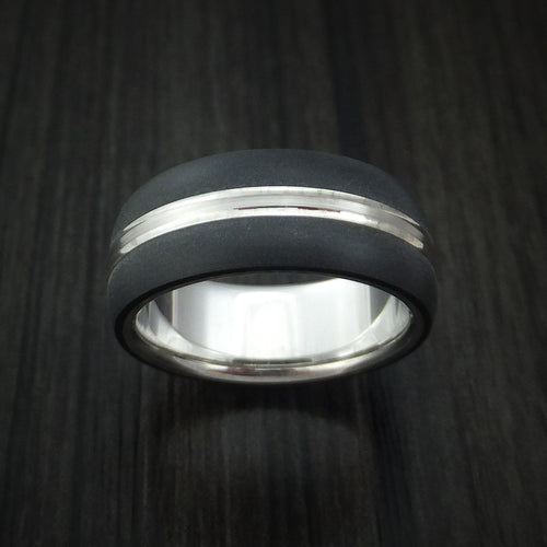 Foundry XV - 14K White Gold with Carbon Fiber Men's Wedding Ring - view 2 - Nura Lab