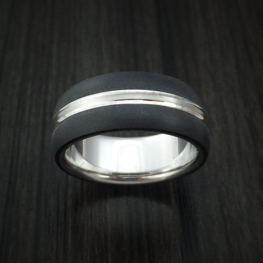 Foundry XV - 14K White Gold with Carbon Fiber Men's Wedding Ring - view 2 - Nura Lab