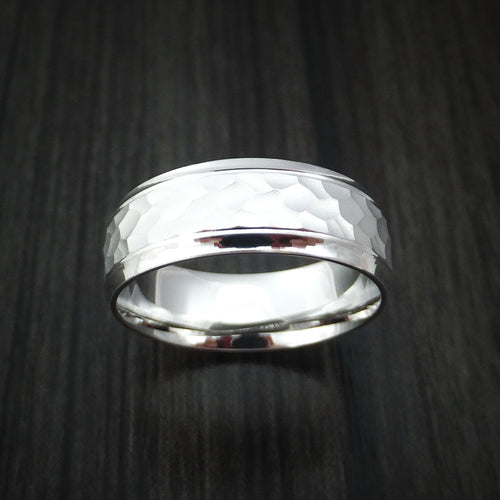 King George XVIII - 14k White Gold Hammered Men's Wedding Ring - view 2 - Nura Lab