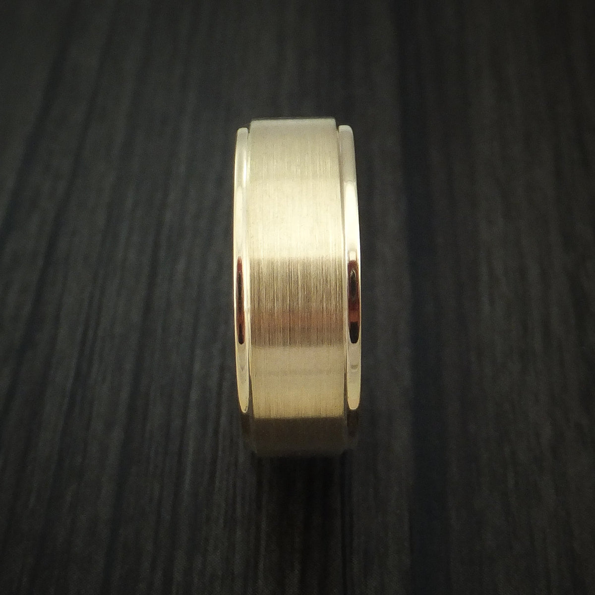 King George XII - Yellow Gold Classic Style Wedding Men's Wedding Ring with Wood Sleeve - view 3 - Nura Lab