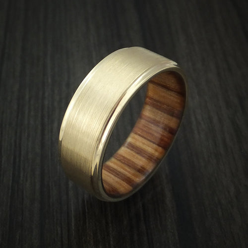 King George XII - Yellow Gold Classic Style Wedding Men's Wedding Ring with Wood Sleeve - view 4 - Nura Lab