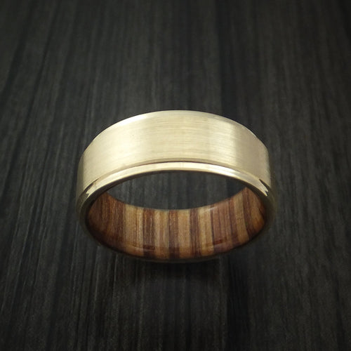 King George XII - Yellow Gold Classic Style Wedding Men's Wedding Ring with Wood Sleeve - view 2 - Nura Lab