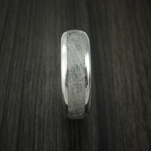 Echelon VII - Titanium and Gibeon Meteorite Men's Wedding Ring with Blueberry Wood Sleeve Men's Band - view 3 - Nura Lab