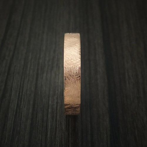 Stonehaven XII - Rose Gold Wedding Ring with Distressed Finish and Red Heart Wood Sleeve - view 3 - Nura Lab