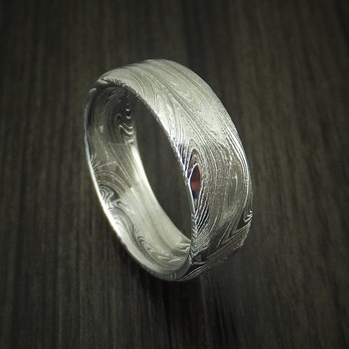 Stonehaven X - Marbled Kuro Damascus Steel Men's Ring Wedding Ring - Nura Lab