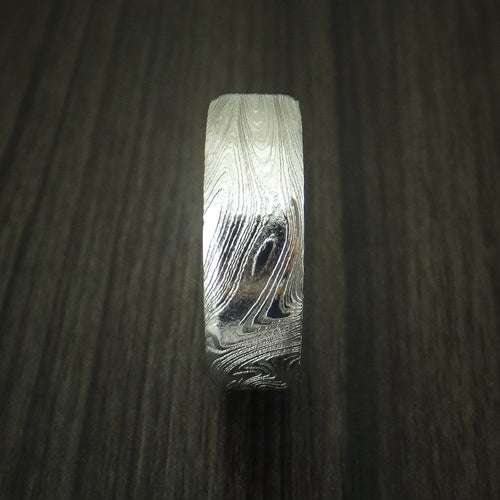 Stonehaven X - Marbled Kuro Damascus Steel Men's Ring Wedding Ring - view 3 - Nura Lab