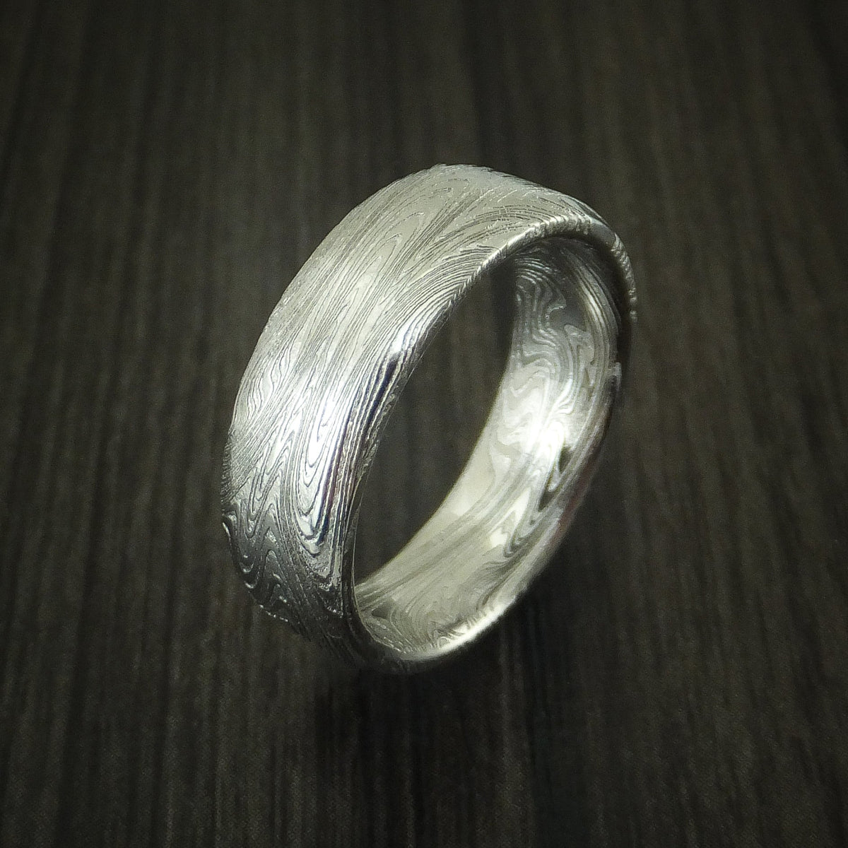 Stonehaven X - Marbled Kuro Damascus Steel Men's Ring Wedding Ring - view 4 - Nura Lab
