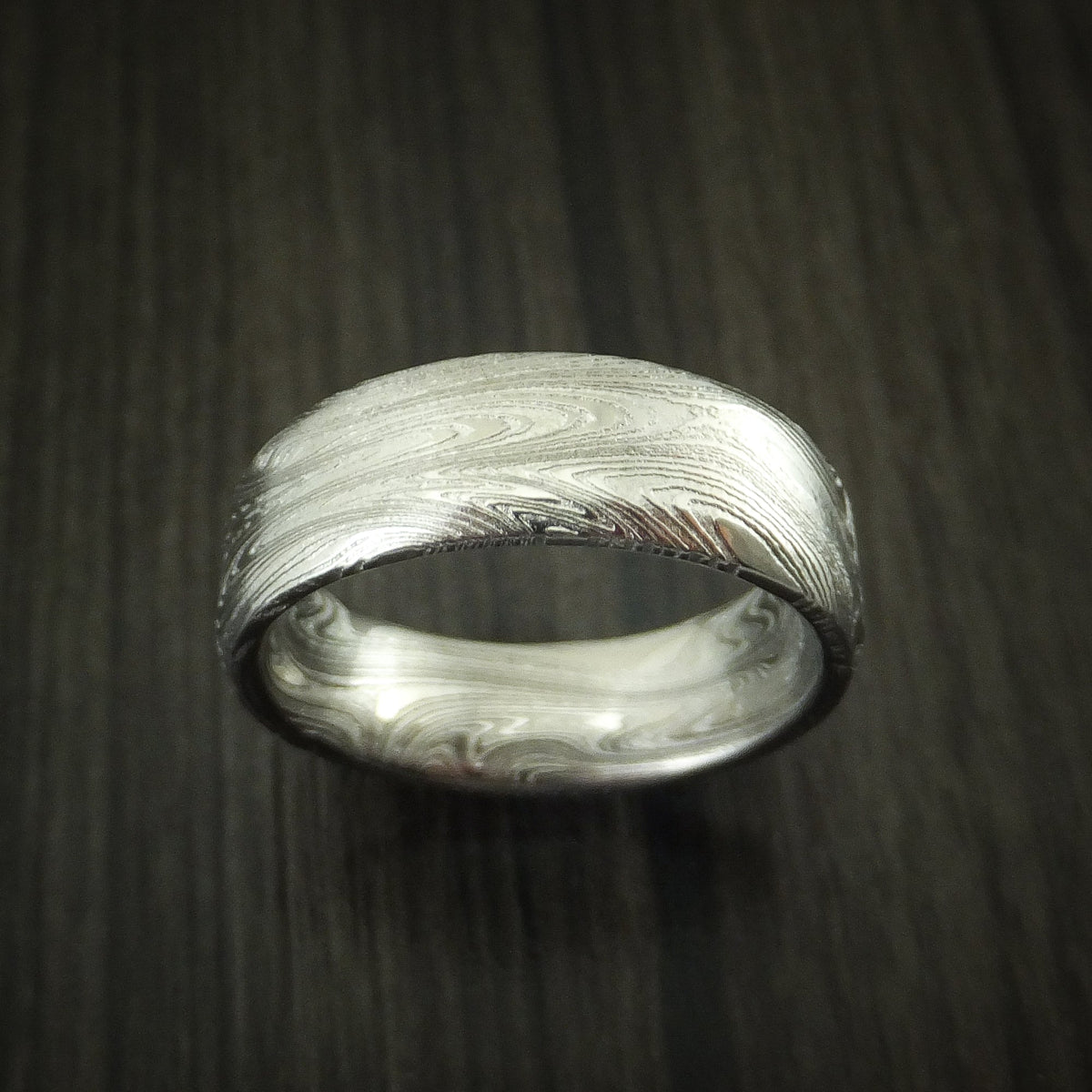 Stonehaven X - Marbled Kuro Damascus Steel Men's Ring Wedding Ring - view 2 - Nura Lab