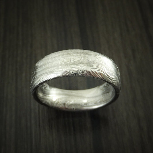 Stonehaven X - Marbled Kuro Damascus Steel Men's Ring Wedding Ring - view 2 - Nura Lab