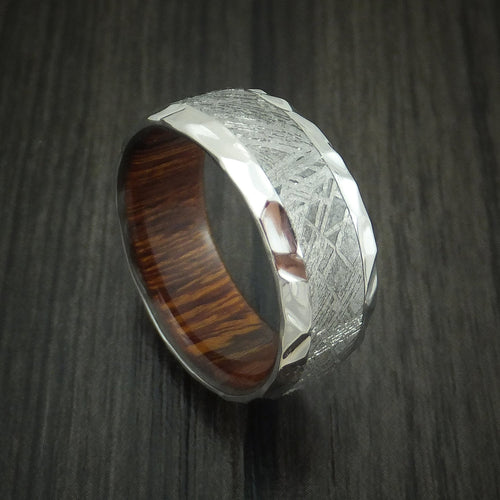 Solstice XII - Gibeon Meteorite in Cobalt Chrome with Hardwood Sleeve Wedding Ring - Nura Lab
