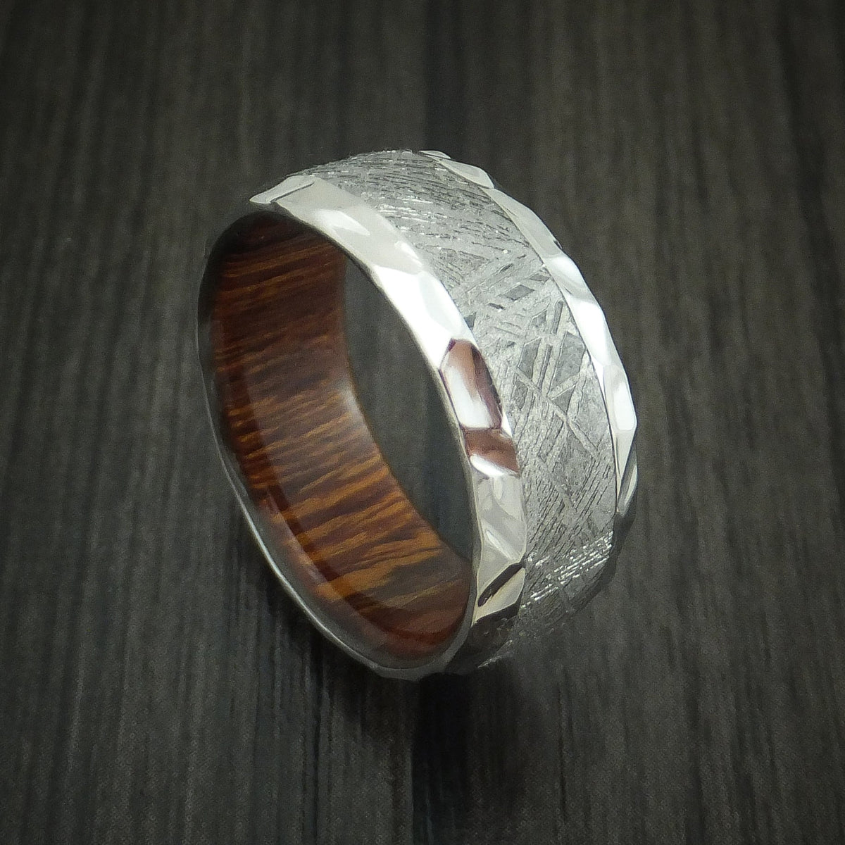 Bastion XII - Gibeon Meteorite in Inconel with Hardwood Sleeve Wedding Ring - Nura Lab