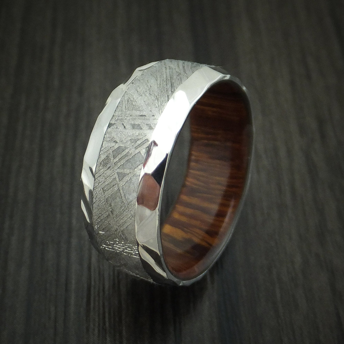 Bastion XII - Gibeon Meteorite in Inconel with Hardwood Sleeve Wedding Ring - view 4 - Nura Lab