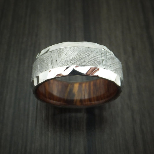 Solstice XII - Gibeon Meteorite in Cobalt Chrome with Hardwood Sleeve Wedding Ring - view 2 - Nura Lab