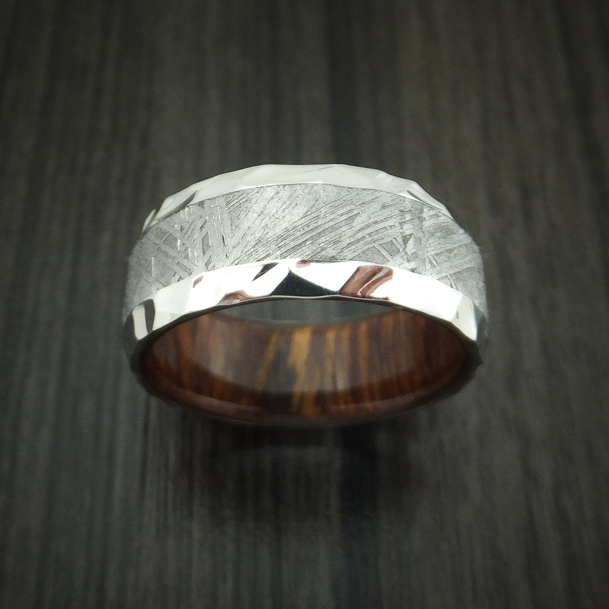 Bastion XII - Gibeon Meteorite in Inconel with Hardwood Sleeve Wedding Ring - view 2 - Nura Lab