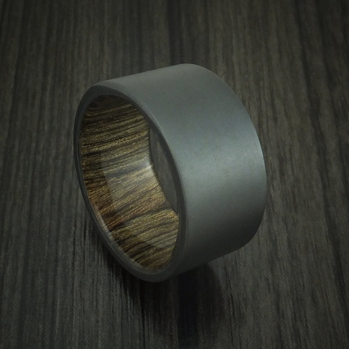 Valorant XII - Black Zirconium and Walnut Wood Sleeve Men's Wedding Ring - Nura Lab