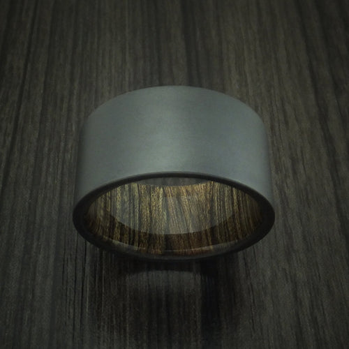 Valorant XII - Black Zirconium and Walnut Wood Sleeve Men's Wedding Ring - view 2 - Nura Lab