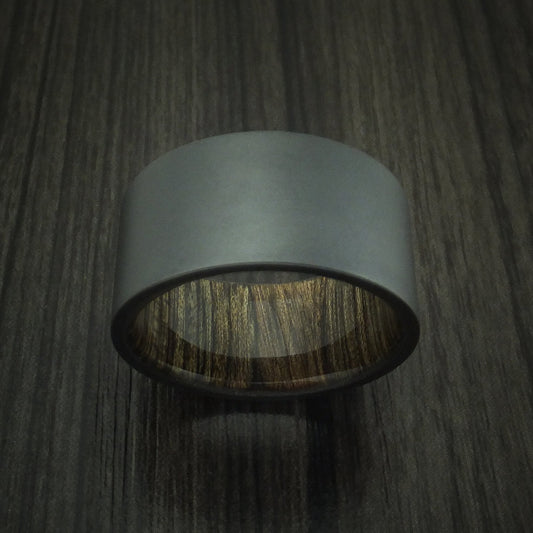 Valorant XII - Black Zirconium and Walnut Wood Sleeve Men's Wedding Ring - view 2 - Nura Lab