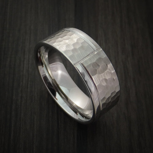 Augustus XVIII - Cobalt Chrome Hammered Men's Wedding Ring with Modern Design Band - Nura Lab