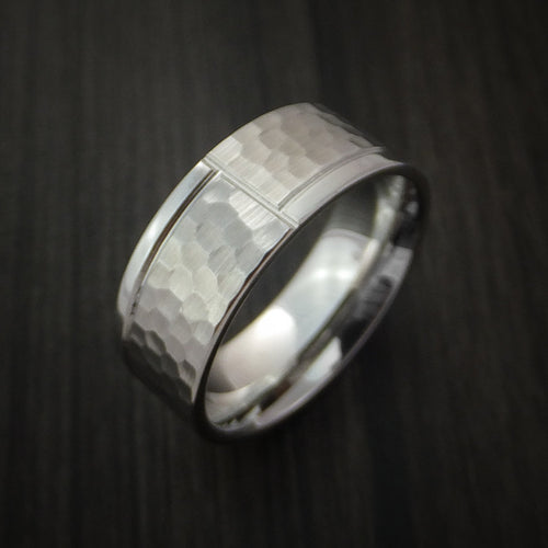 Augustus XVIII - Cobalt Chrome Hammered Men's Wedding Ring with Modern Design Band - view 4 - Nura Lab