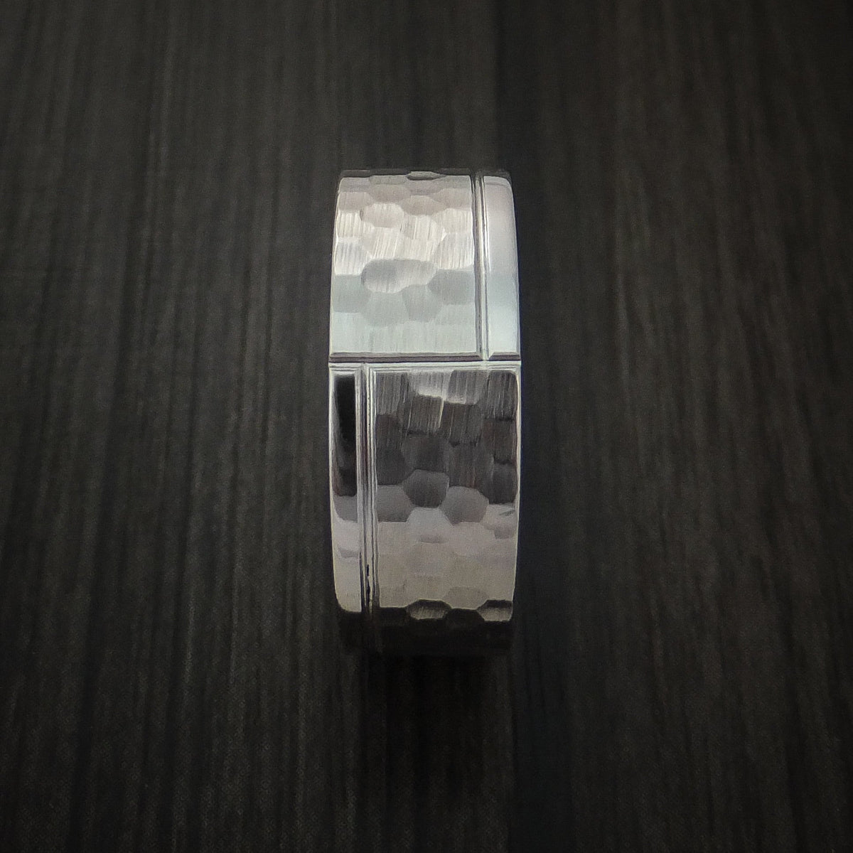 Augustus XVIII - Cobalt Chrome Hammered Men's Wedding Ring with Modern Design Band - view 3 - Nura Lab