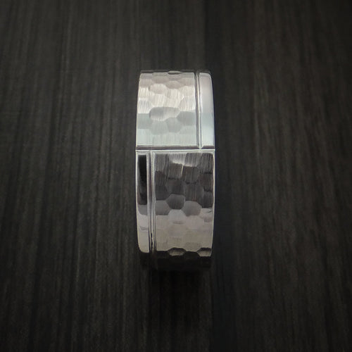 Augustus XVIII - Cobalt Chrome Hammered Men's Wedding Ring with Modern Design Band - view 3 - Nura Lab