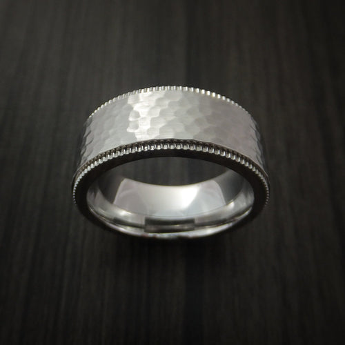 Duke XVIII - Inconel Hammered Men's Wedding Ring with Coin Milled Edge Band - view 2 - Nura Lab