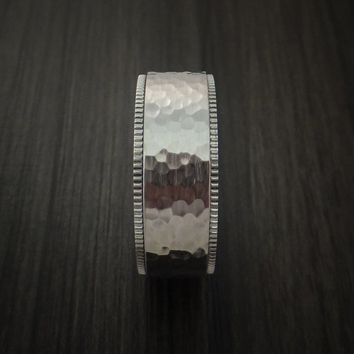 Duke XVIII - Inconel Hammered Men's Wedding Ring with Coin Milled Edge Band - view 4 - Nura Lab