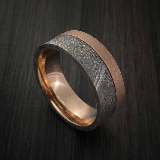 King Henry XVII - Gibeon Meteorite and 14k Rose Gold Men's Wedding Ring - Nura Lab