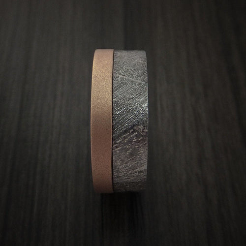 King Henry XVII - Gibeon Meteorite and 14k Rose Gold Men's Wedding Ring - view 3 - Nura Lab