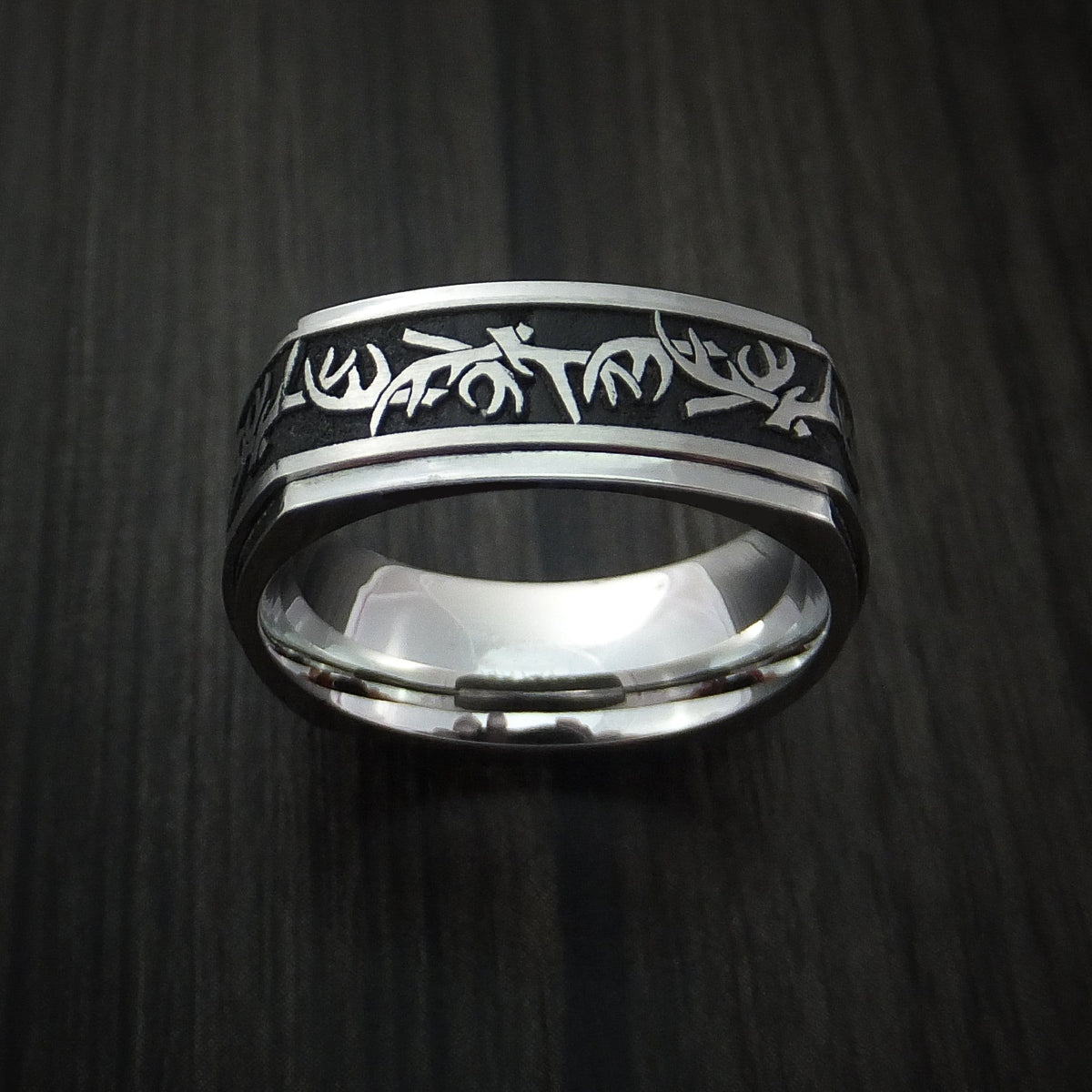 Dominion XVII - Cobalt Chrome Square Antler Hunting Men's Wedding Ring - view 2 - Nura Lab