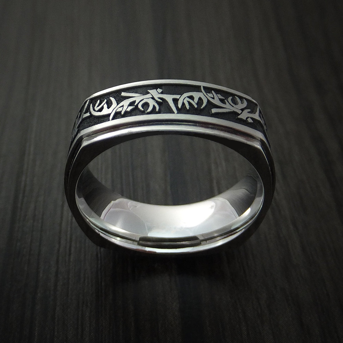 Dominion XVII - Cobalt Chrome Square Antler Hunting Men's Wedding Ring - view 3 - Nura Lab