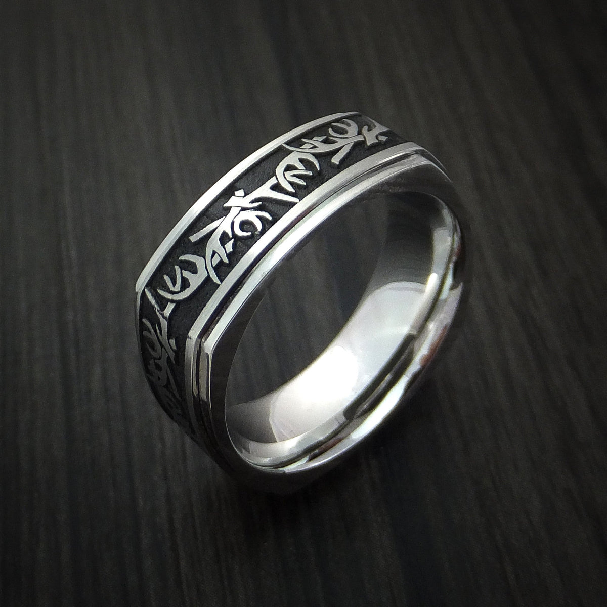 Dominion XVII - Cobalt Chrome Square Antler Hunting Men's Wedding Ring - view 4 - Nura Lab