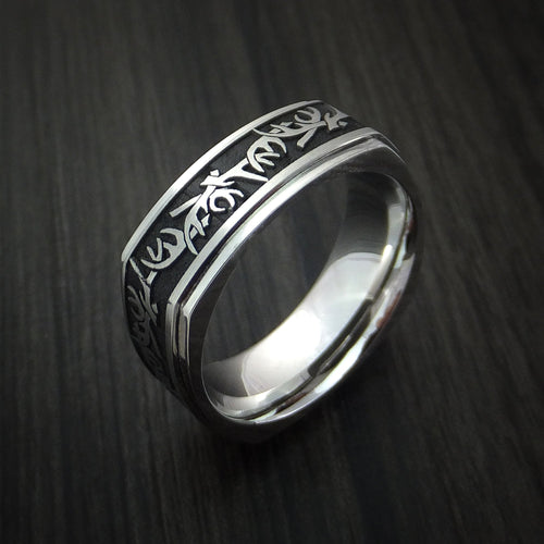 Dominion XVII - Cobalt Chrome Square Antler Hunting Men's Wedding Ring - view 4 - Nura Lab