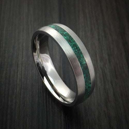 Resolute IV - Titanium Men's Wedding Ring with Malachite Stone Inlay - Nura Lab