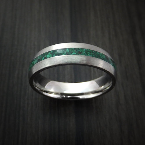 Resolute IV - Titanium Men's Wedding Ring with Malachite Stone Inlay - view 2 - Nura Lab