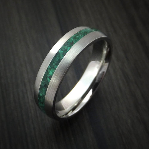 Resolute IV - Titanium Men's Wedding Ring with Malachite Stone Inlay - view 3 - Nura Lab