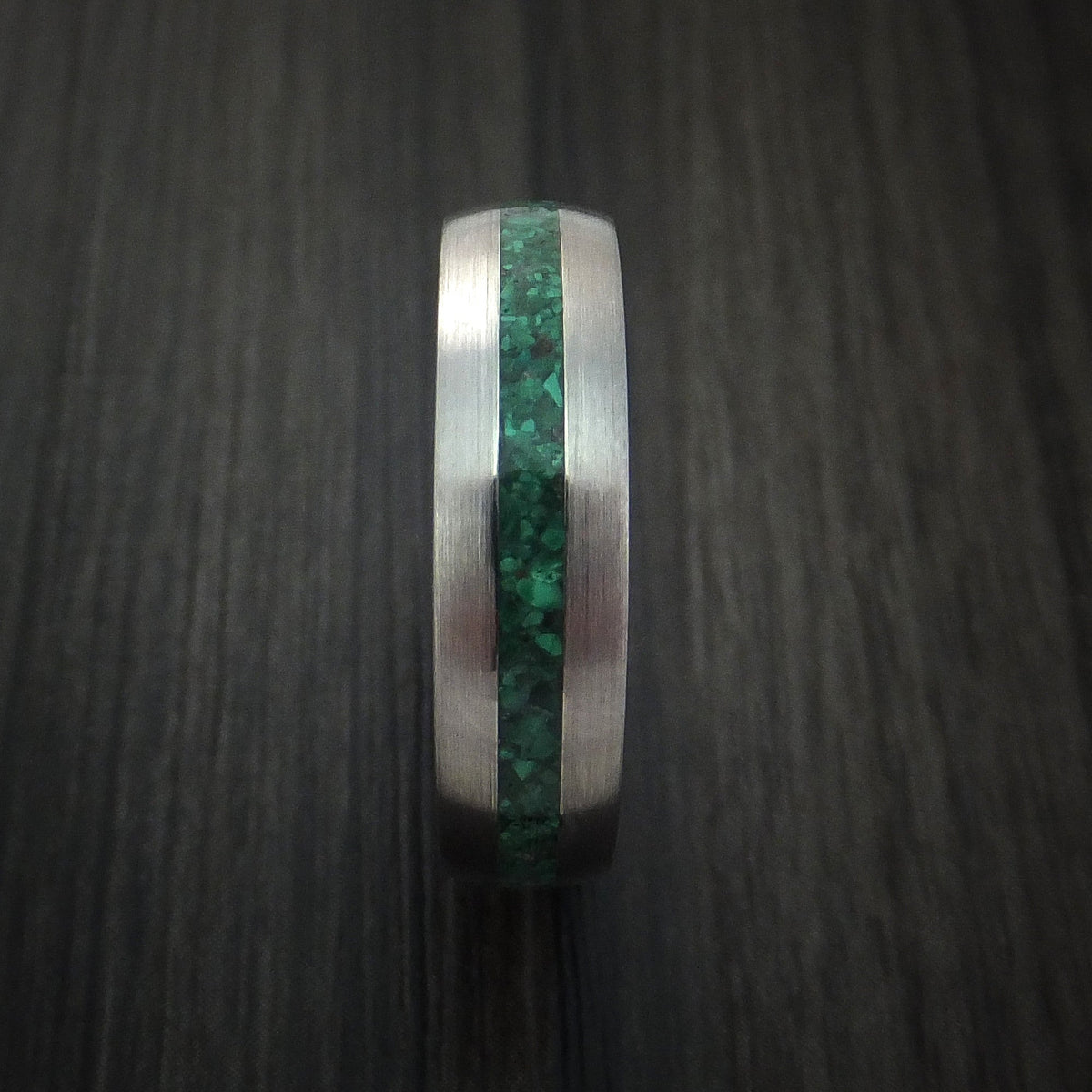 Resolute IV - Titanium Men's Wedding Ring with Malachite Stone Inlay - view 4 - Nura Lab