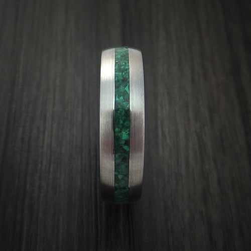 Resolute IV - Titanium Men's Wedding Ring with Malachite Stone Inlay - view 4 - Nura Lab