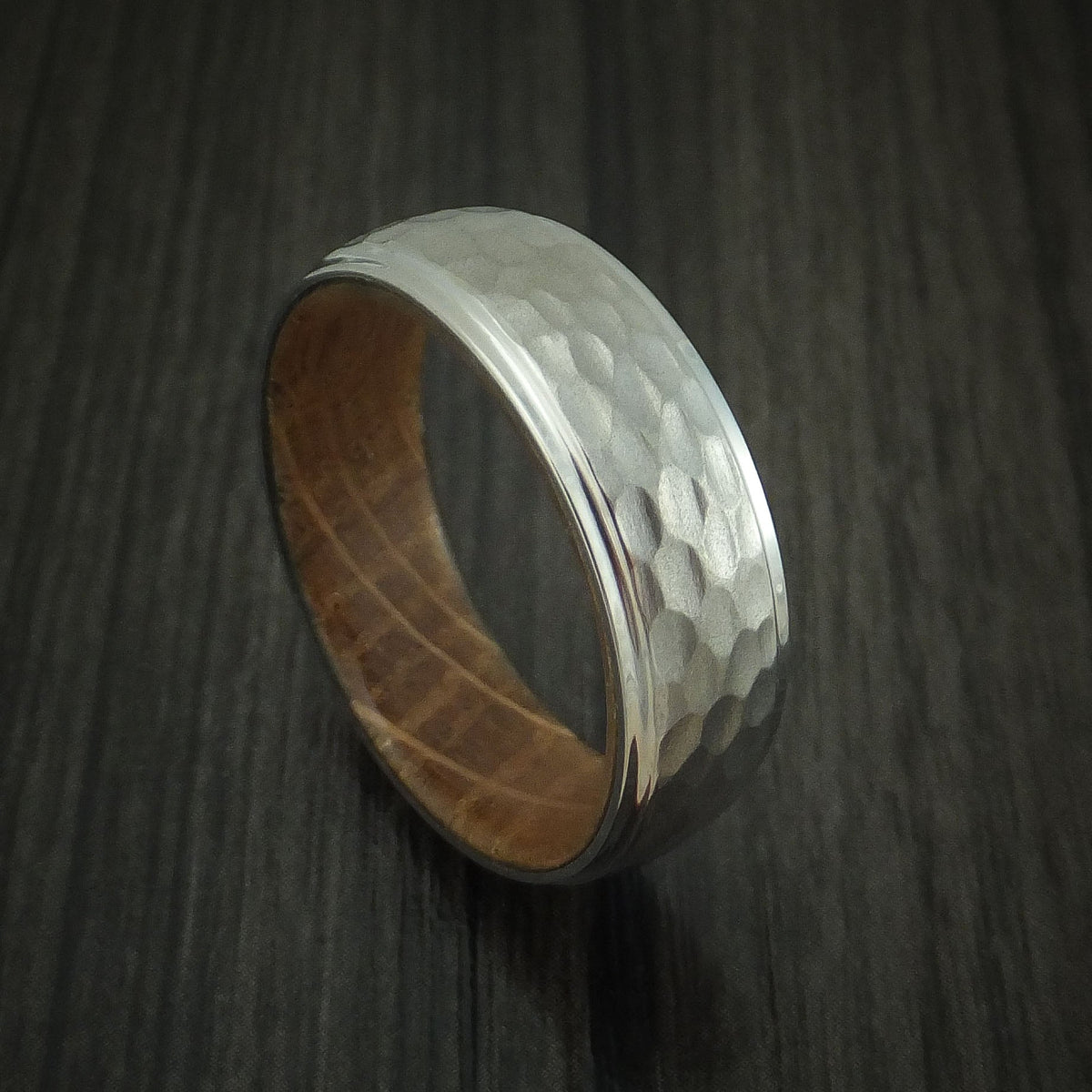Ironwood XIII - Inconel Hammered Men's Wedding Ring with Wood Sleeve Band - Nura Lab