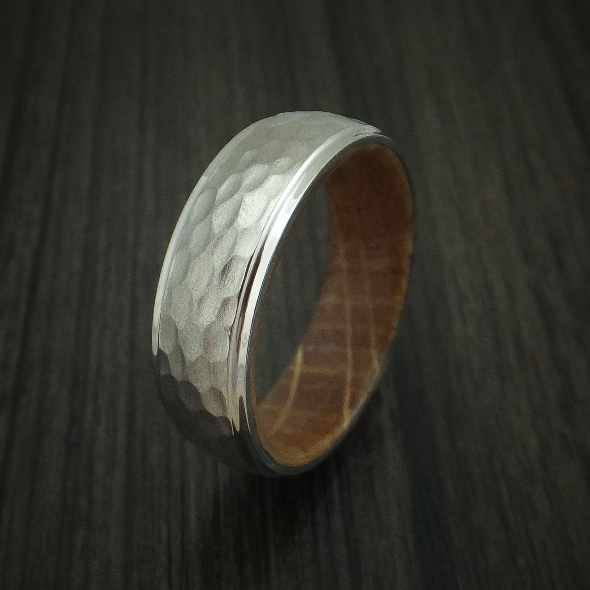 Ironwood XIII - Inconel Hammered Men's Wedding Ring with Wood Sleeve Band - view 4 - Nura Lab